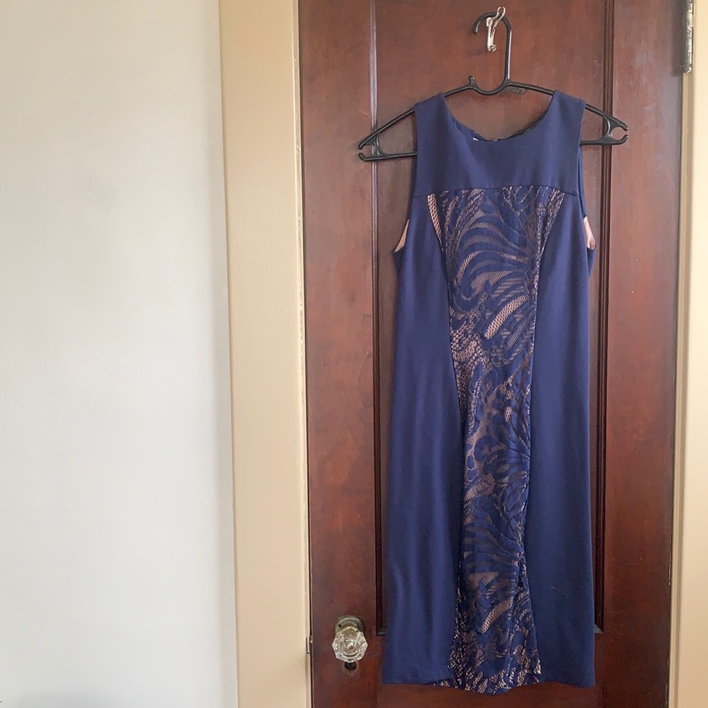 BCBG maxazria blue mid length pencil dress